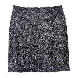 Michael Michael Kors Womens Sz 12 Black White Paisley Stretch Lined Pencil Skirt